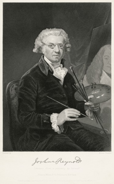 Sir Joshua Reynolds  (1723-92), English Painter, Seated Portrait, Steel Engraving, Portrait Gallery of Eminent Men and Women of Europe and America by Evert A. Duyckinck, Published by Henry J. Johnson,...