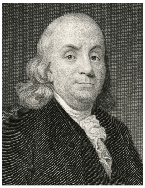 Benjamin Franklin (1706-90), American Printer, Publisher, Author, Inventor, Scientist, Diplomat and one of the Founding Fathers of the United States, Head and Shoulders Portrait, Steel Engraving, Port...