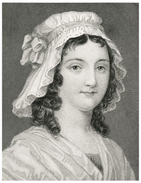 Charlotte Corday (1768-93), Executed by Guillotine for the Assassination of Jacobin Leader Jean-Paul Marat during French Revolution, Head and Shoulders Portrait, Steel Engraving, Portrait Gallery of E...