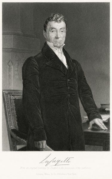 Gilbert du Motier, Marquis de Lafayette (1757-1834), French Aristocrat and Military Officer who fought in the American Revolutionary War and French Revolution, Three-Quarter Length Portrait, Steel Eng...