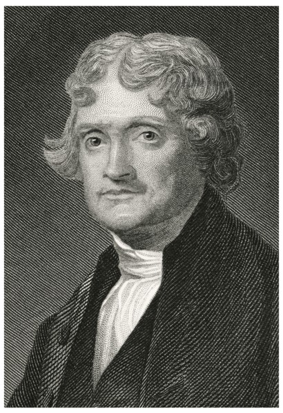 Thomas Jefferson (1743-1826), Third President of the United States, Head and Shoulders Portrait, Steel Engraving, Portrait Gallery of Eminent Men and Women of Europe and America by Evert A. Duyckinck,...