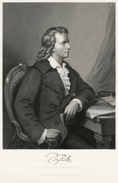 Freidrich Schiller (1759-1805), German Dramatist, Poet, and Literary Theorist, Seated Portrait, Steel Engraving, Portrait Gallery of Eminent Men and Women of Europe and America by Evert A. Duyckinck, ...