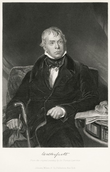 Sir Walter Scott (1771-1832), 1st Baronet, Scottish Novelist, Poet, Historian and Biographer, Seated Portrait, Steel Engraving, Portrait Gallery of Eminent Men and Women of Europe and America by Evert...