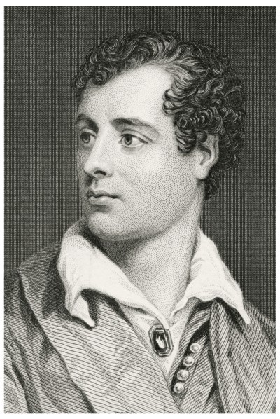 George Gordon Byron (1788-1824), Lord Byron, English Poet, Head and Shoulders Portrait, Steel Engraving, Portrait Gallery of Eminent Men and Women of Europe and America by Evert A. Duyckinck, Publishe...