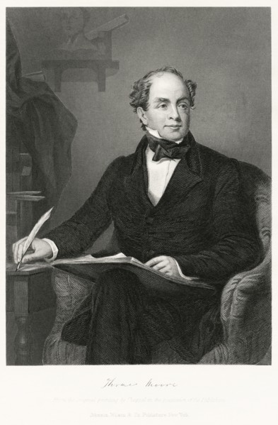 Thomas Moore (1779-1852), Irish Poet Composer and Political Propagandist, Seated Portrait, Steel Engraving, Portrait Gallery of Eminent Men and Women of Europe and America by Evert A. Duyckinck, Publi...