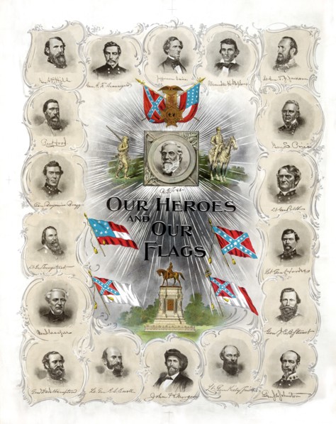 Our Heroes and our Flags, Confederate Memorial Print Published 30 years after the end of the American Civil War, Lithograph by G.H. Buek & Co., 1895
