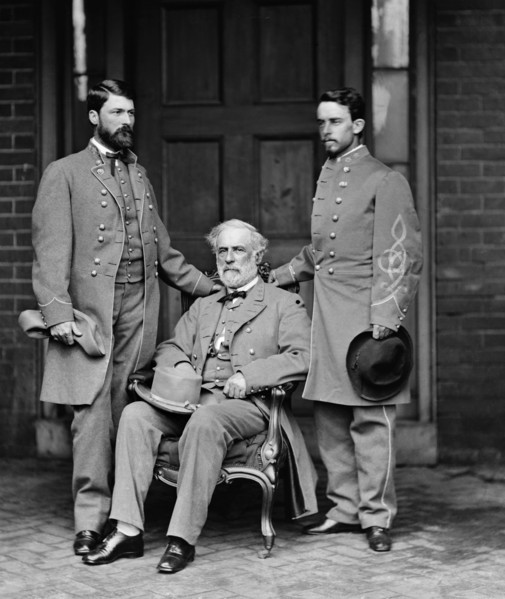 Confederate Generals Curtis Lee, Robert E. Lee and Lieutenant Colonel Walter Taylor, Richmond, Virginia, USA, Photograph by Mathew Brady, 1865