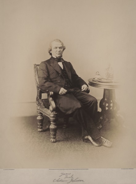 Andrew Johnson (1808-75), 17th President of the United States, Full-Length Seated Portrait, Photograph by Alexander Gardner, 1866