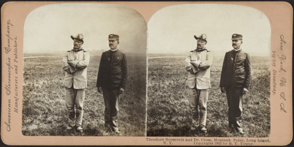 Theodore Roosevelt and Dr. Cross, Montauk Point, Long Island, Stereo Card, R.Y. Young for American Stereoscopic Co., 1898