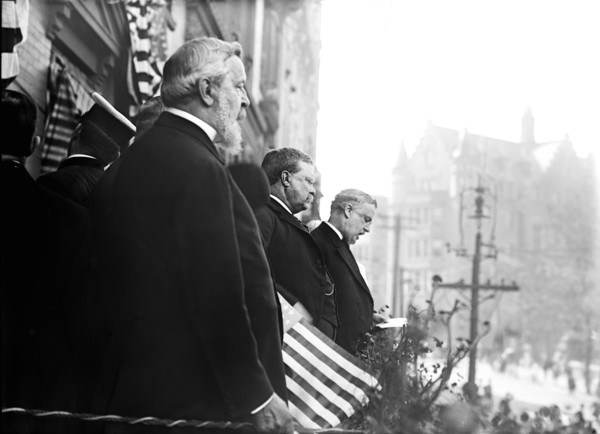 Theodore Roosevelt Watching Parade upon Arrival in the United States after Traveling to Europe and Africa for a Year, New York City, New York, USA, Bain News Service, June 18, 1910