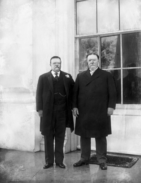 President Theodore Roosevelt with President-Elect William Howard Taft at White House Prior to Presidential Inauguration, Washington, D.C., USA, Harris & Ewing, March 4, 1909