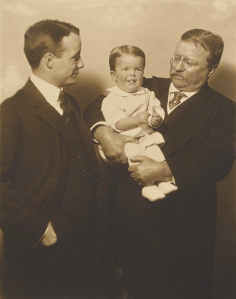 Theodore Roosevelt Holding Grandson Cornelius as Theodore Roosevelt, Jr., Looks on, Photograph by Walter Scott Shinn, 1916