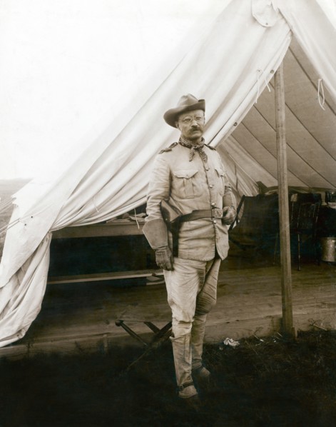 Colonel Theodore Roosevelt, Full-Length Standing Portrait in Military Uniform, Montauk, New York, USA, Photograph by Siegel-Cooper Co., September 1898