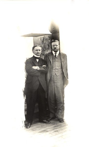 Former U.S. President Theodore Roosevelt with Harry Houdini, Full-Length Portrait Aboard the S.S. Imperator, 1914