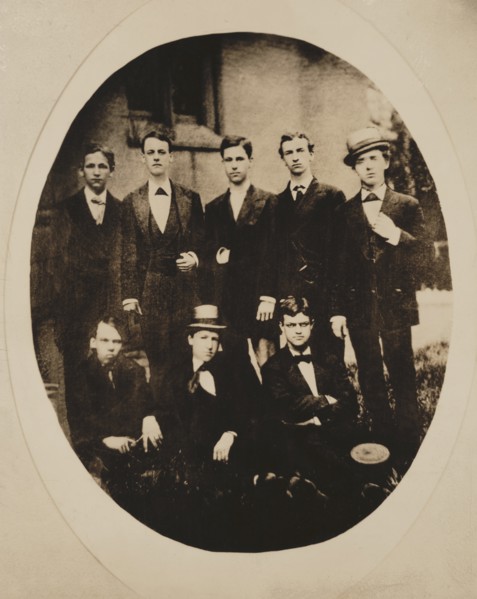 William Howard Taft (seated center) and Classmates , Full-Length Group Portrait, Woodward High School, Cincinnati, Ohio, USA, early 1870's