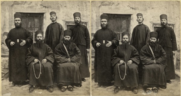 Sinai, Convent of Sinai, Abbot and Monks, Photographed & Published by Frank M Good, London, Good’s Eastern Series No 12, Stereo Card, 1860's