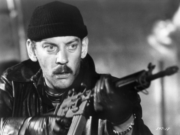 Donald Sutherland, on-set of the Film, "Steelyard Blues", Warner Bros., 1972