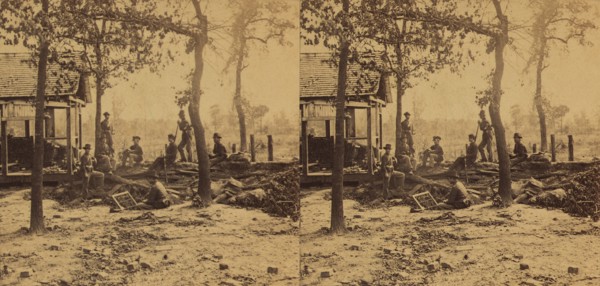 Group of Union Soldiers with their Weapons near a Shelter after Occupation of Atlanta