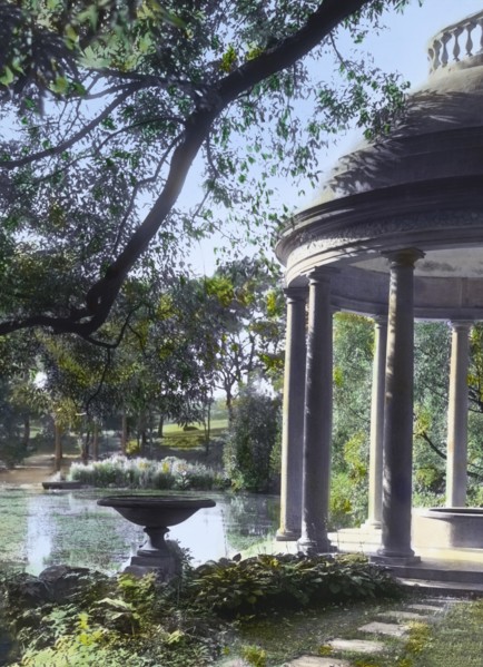 Temple at end of Willow Alley in Water Garden
