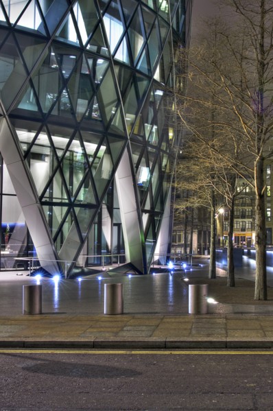 Entrance to Gherkin Tower at Night