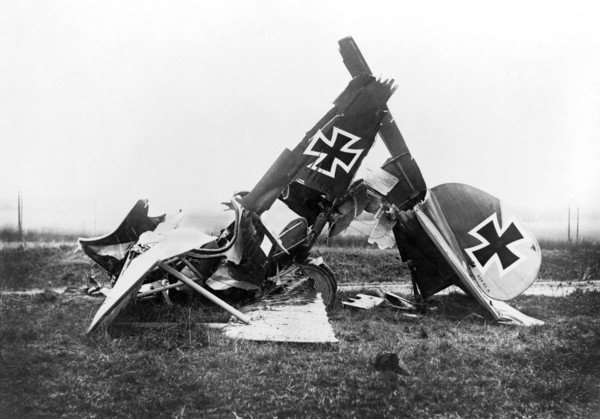 Wreckage of German Albatross D. III Fighter Biplane