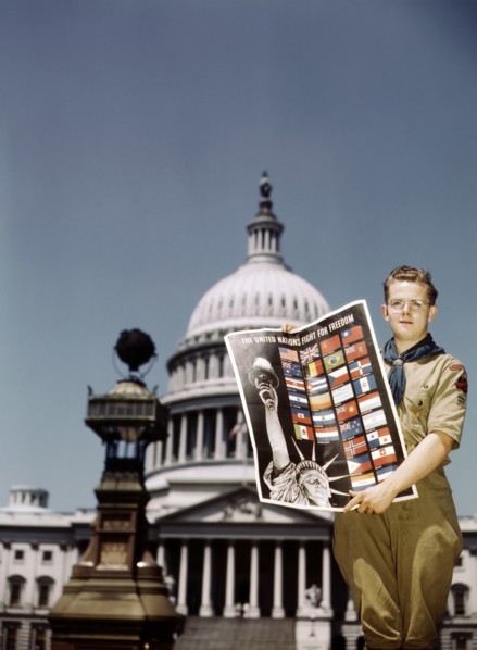 Boy Scout helping to Distribute The United Nations Fight for Freedom Posters to help War Effort