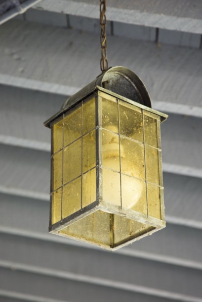 Hanging Outdoor Lantern with Grey Wood Background