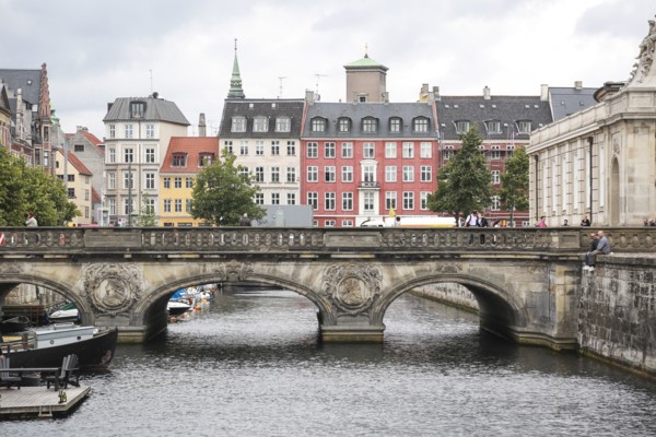 View of Marble Bridge and Quaint Buildings on Frederiksholms Canal, Copenhagen,