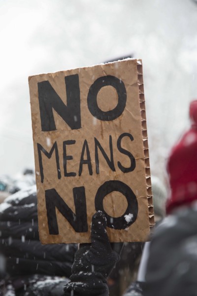 No Means No sign at Me Too Protest, Columbus Circle,