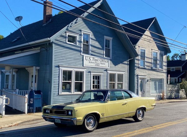 Post Office, Street Scene with Yellow Car,