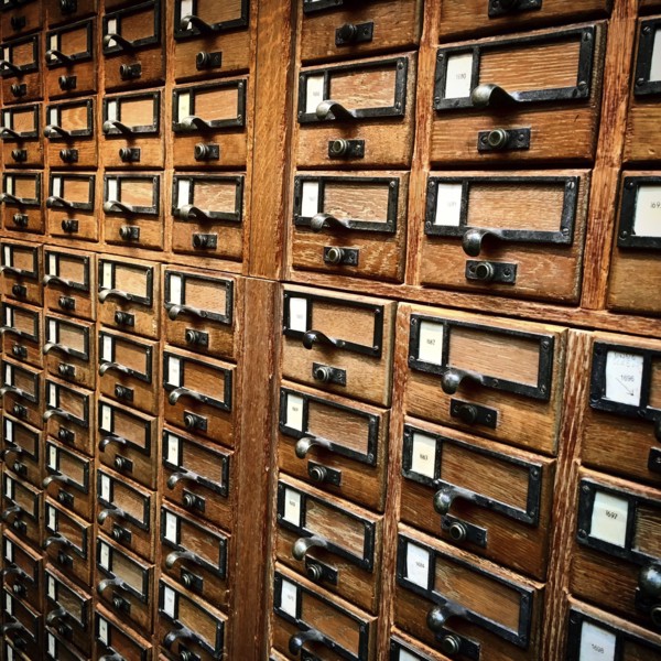 Close-Up Detail of Card Catalogs, Sterling Memorial Library,