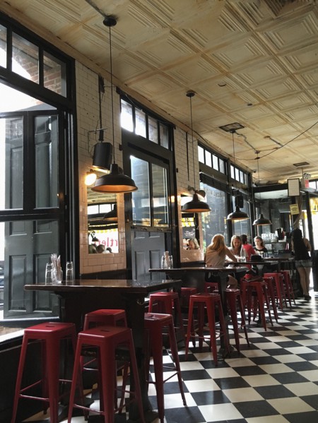 Group of People eating in Restaurant, Daytime,