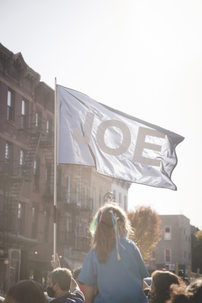 Joe Flag with Young Girl during Election Celebration, Brooklyn