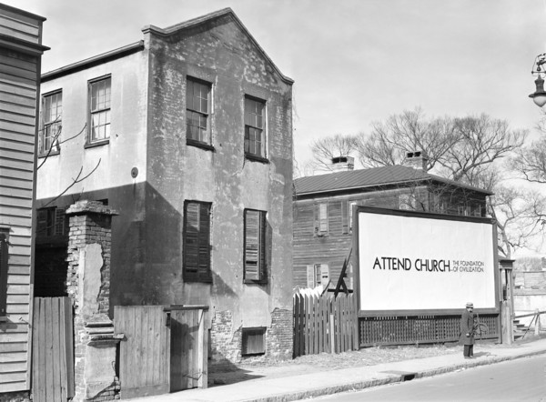street scene, religion, billboard, Charleston, historical,