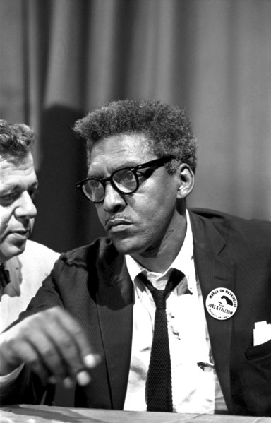 Bayard Rustin at news briefing