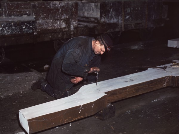 Workman repairing broken Locomotive Frame