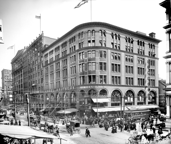 Gimbel Brothers Department Store and street scene