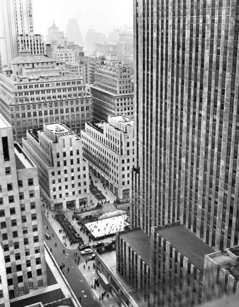 High Angle View of Ice Skating Rink and Rockefeller Center