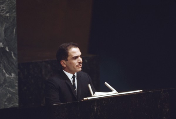 King Hussein of Jordan addressing United Nations
