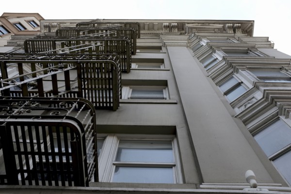Low Angle View of Building and Fire Escape