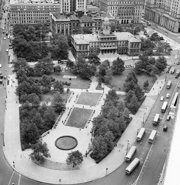 High Angle View of City Hall and City Hall Park