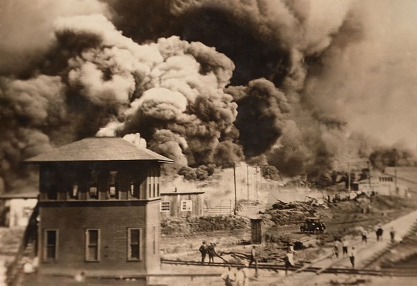 Buildings burning during Race Riots