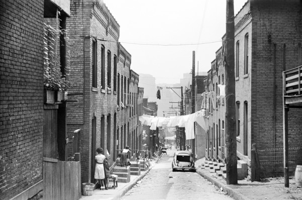 Narrow street on "The Hill" slum section