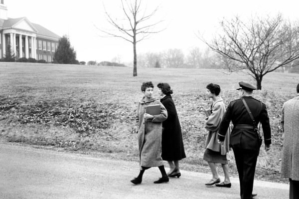 African American students walking up driveway