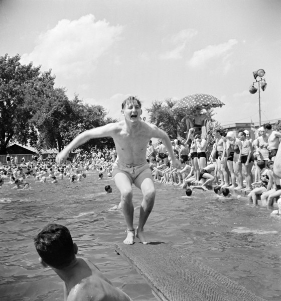 Swimmers at municipal swimming pool, Washington, D.C., USA, Marjory Collins, U.S. Office of War