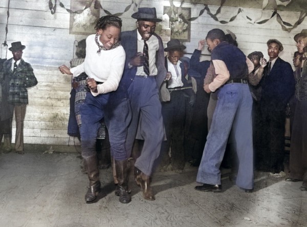 Couple dancing at juke joint on Saturday night, Clarksdale, Mississippi, USA, Marion Post Wolcott,
