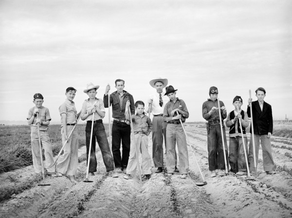 Boys learning to garden in vocational training class provided for in the Smith-Hughes bill, FSA