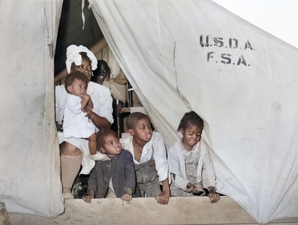 Family of farm workers who lives at FSA (Farm Security Administration) farm workers' community