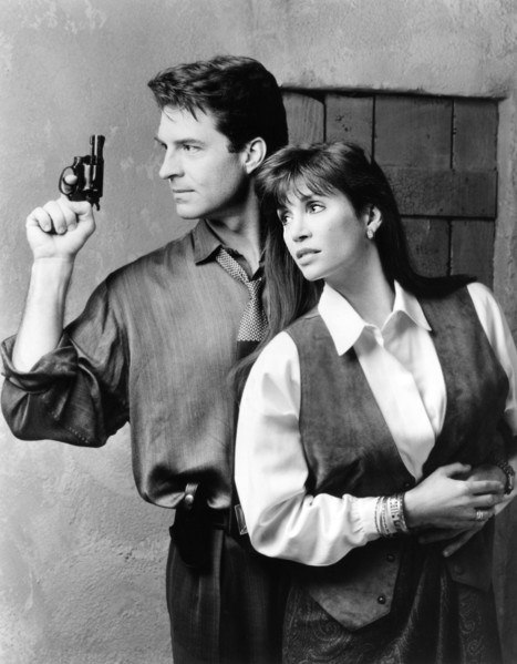 Ted Wass, Victoria Principal, on-set of the Television film, "Sparks: The Price Of Passion",
