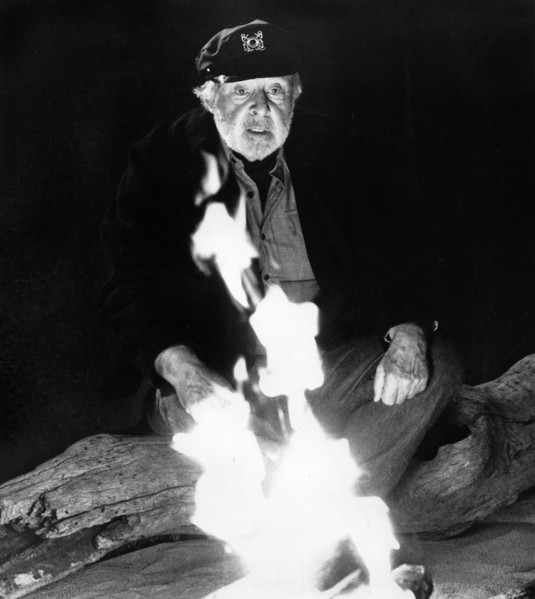 John Houseman, on-set of the film, "The Fog", AVCO Embassy Pictures, 1980